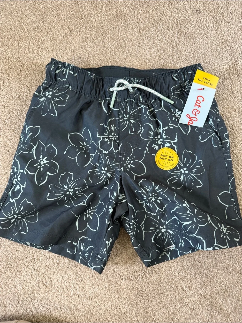 NWT boys floral swim trunks with lining drawstring and pockets small 6/7